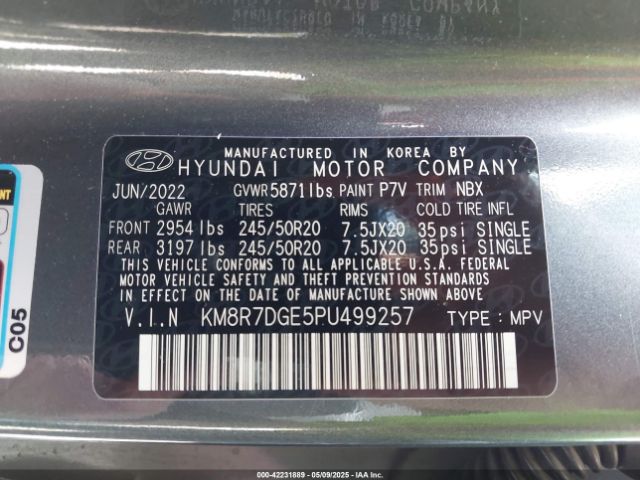KM8R7DGE5PU499257 Hyundai Palisade Calligraphy