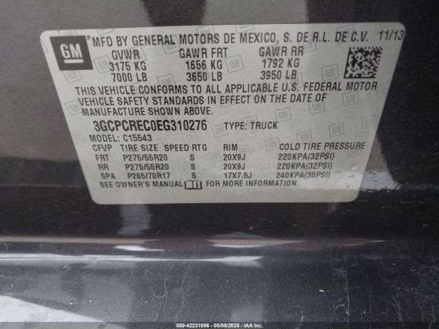 3GCPCREC0EG310276 Chevrolet l83 - vvt, afm (active fuel management), aluminum