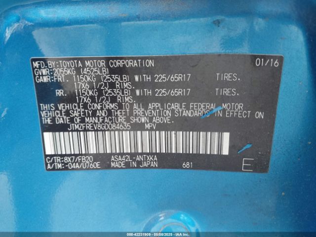 JTMZFREV8GD084635 Toyota RAV4 LE