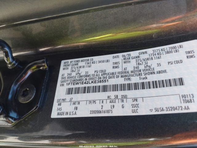 1FTEW1E42LKE38551 Ford gtdi