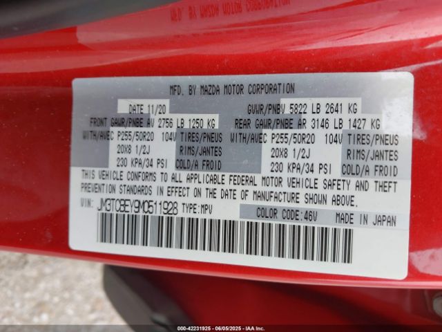 2021 MAZDA CX-9 JM3TCBEY9M0511928 Photo 8