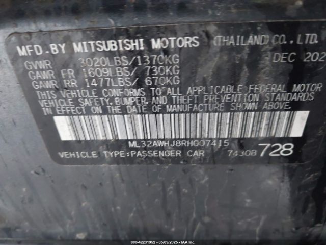 2024 MITSUBISHI MIRAGE ML32AWHJ8RH007415 Photo 8