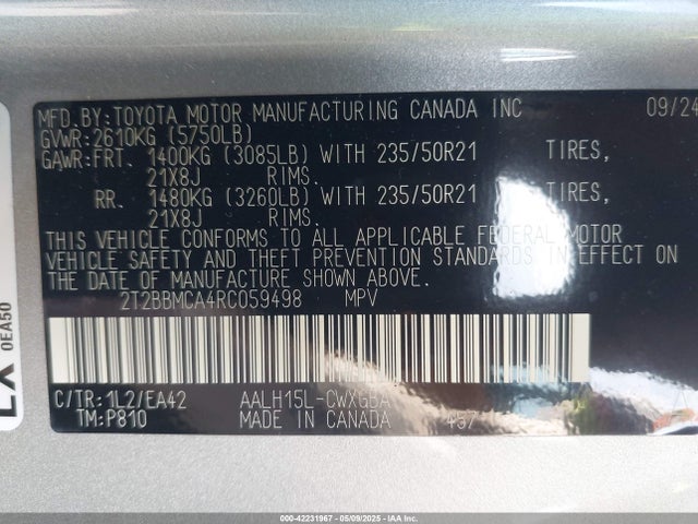 Lexus a25a-fxs, 5nm+4nm 2024 2T2BBMCA4RC059498 Image 9