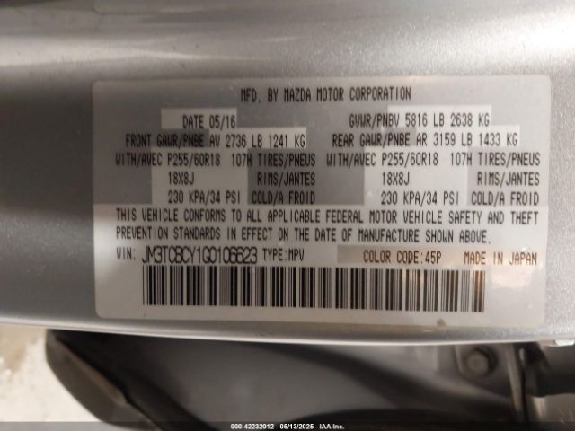 2016 MAZDA CX-9 JM3TCBCY1G0106623 Photo 8