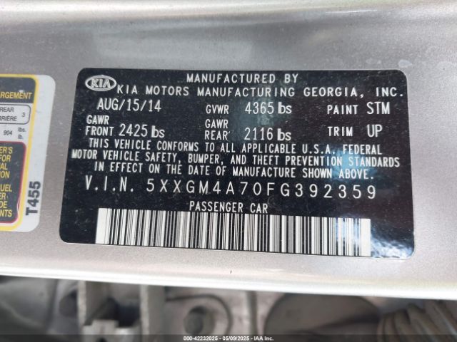 5XXGM4A70FG392359 KIA Optima Lx