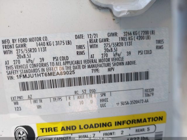 2021 FORD EXPEDITION 1FMJU1HT6MEA89025 Photo 8
