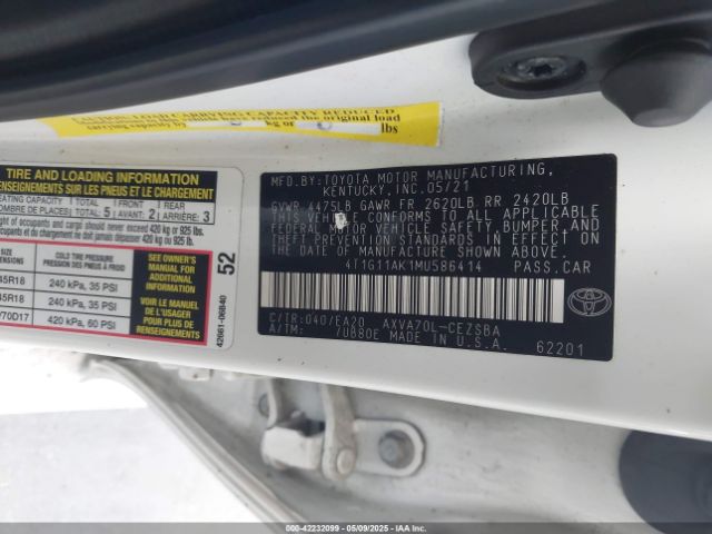 4T1G11AK1MU586414 Toyota CAMRY SE