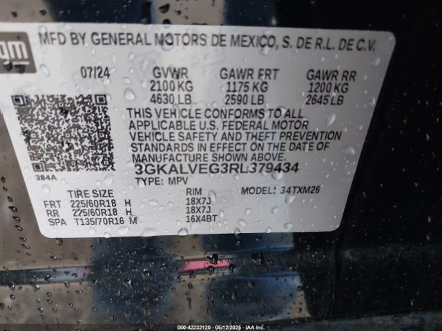 3GKALVEG3RL379434 GMC Terrain Awd Slt