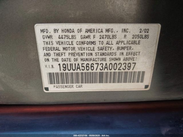 2003 ACURA TL 19UUA56673A002397 Photo 8