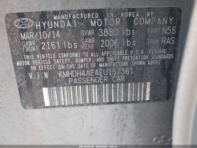 KMHDH4AE4EU157361 Hyundai Elantra Limited