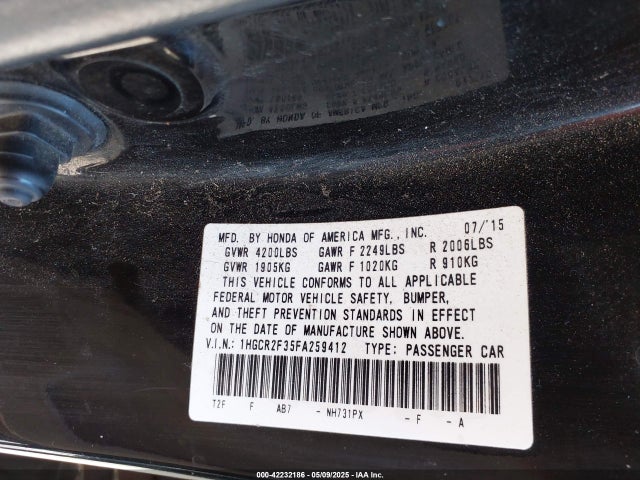 1HGCR2F35FA259412 Honda ACCORD LX