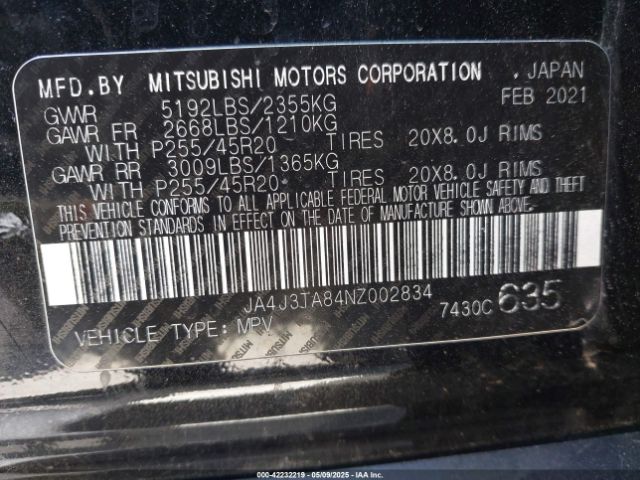 2022 MITSUBISHI OUTLANDER JA4J3TA84NZ002834 Photo 8