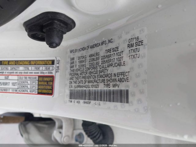 5J6RM4H42GL101523 Honda CR-V SE