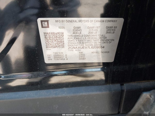2GNAXUEV7L6238054 Chevrolet Equinox Awd Lt 1.5l Turbo