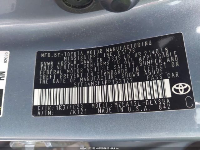2023 TOYOTA COROLLA 5YFS4MCE4PP153122 Photo 8