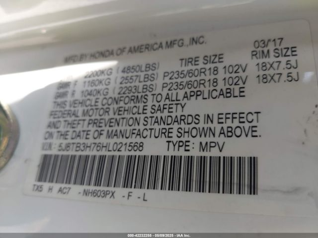 2017 ACURA RDX 5J8TB3H76HL021568 Photo 8
