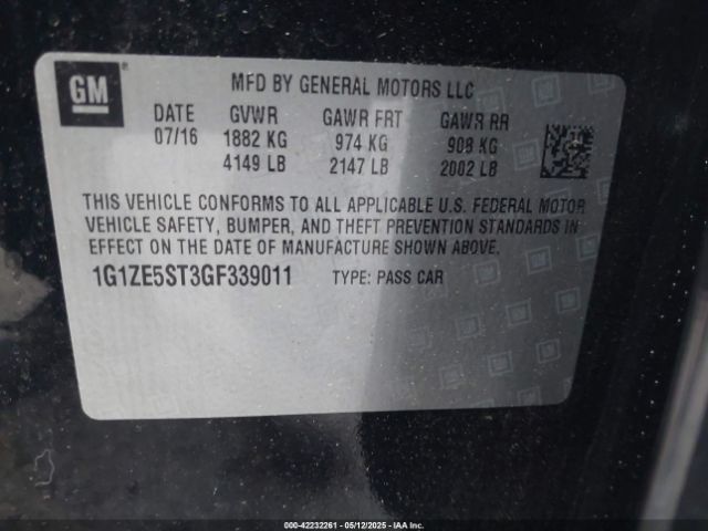 1G1ZE5ST3GF339011 Chevrolet lfv - di: direct injection, vvt, gen1 gmna