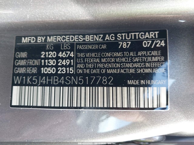 W1K5J4HB4SN517782 Mercedes-Benz m260