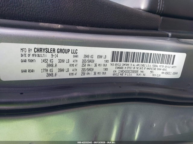 Dodge Durango 2014 1C4RDHDG5EC592695 Image 9