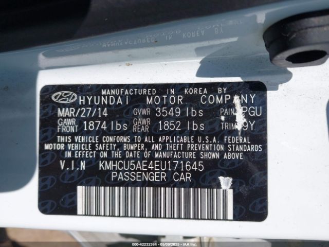 KMHCU5AE4EU171645 Hyundai ACCENT SE