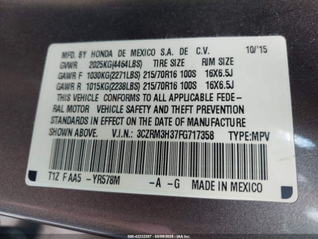 3CZRM3H37FG717358 Honda CR-V LX
