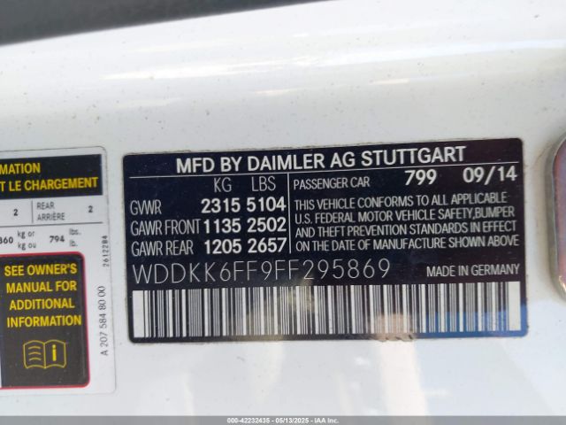 2015 MERCEDES-BENZ E 400 WDDKK6FF9FF295869 Photo 8