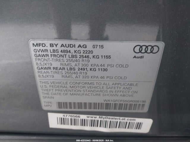 2016 AUDI Q3 WA1GFCFS5GR005198 Photo 8