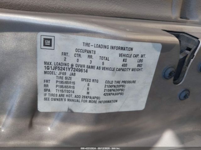 2000 CHEVROLET CAVALIER 1G1JF5241Y7249614 Photo 8