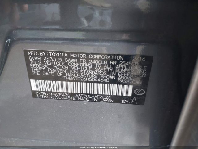 JTHBA1D26H5044640 Lexus IS 200T