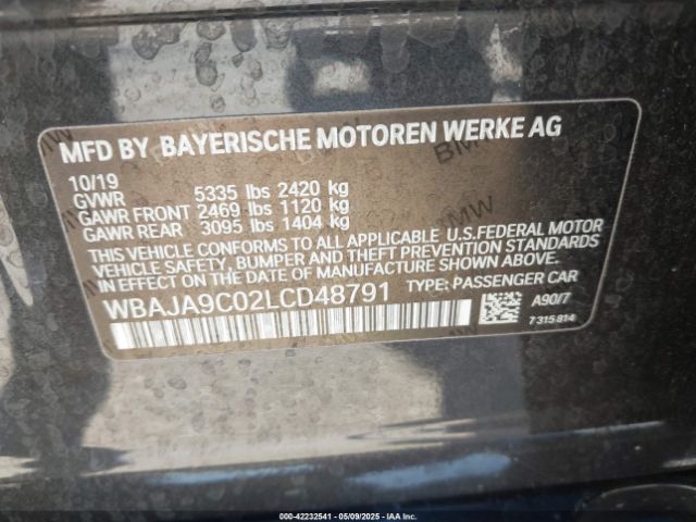 WBAJA9C02LCD48791 BMW 530e Iperformance