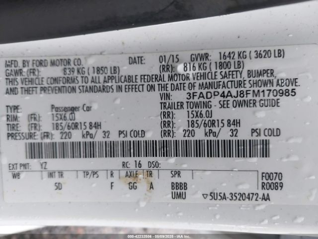 3FADP4AJ8FM170985 Ford FIESTA S