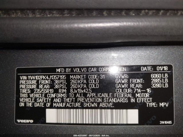 2018 VOLVO XC90 YV4102PK4J1357195 Photo 8