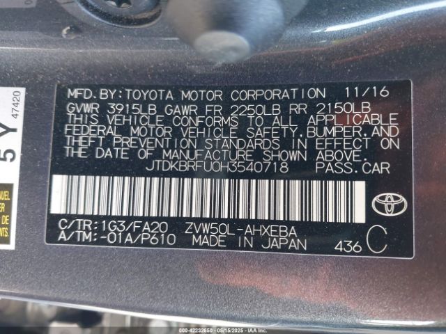 2017 TOYOTA PRIUS JTDKBRFU0H3540718 Photo 8