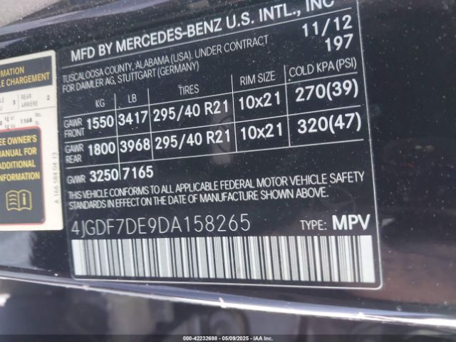 2013 MERCEDES-BENZ GL 550 4JGDF7DE9DA158265 Photo 8
