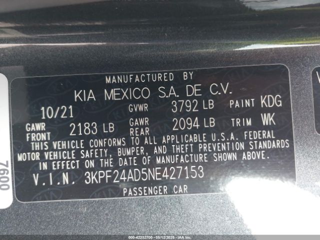 2022 KIA FORTE 3KPF24AD5NE427153 Photo 8
