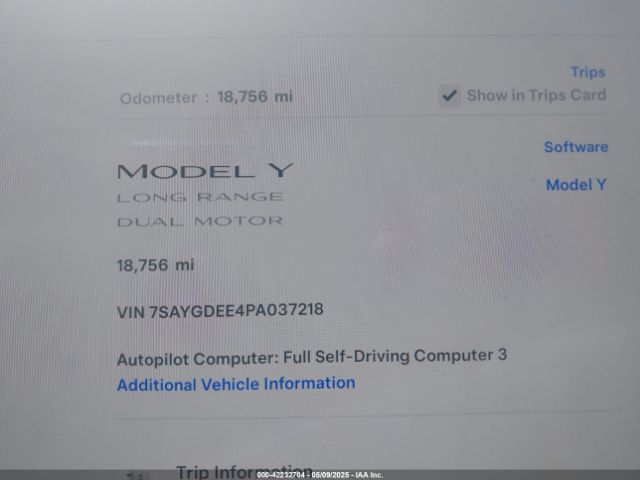 7SAYGDEE4PA037218 Tesla Model Y Awd/long Range Dual Motor All-wheel Drive