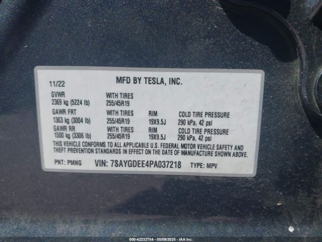 7SAYGDEE4PA037218 Tesla Model Y Awd/long Range Dual Motor All-wheel Drive