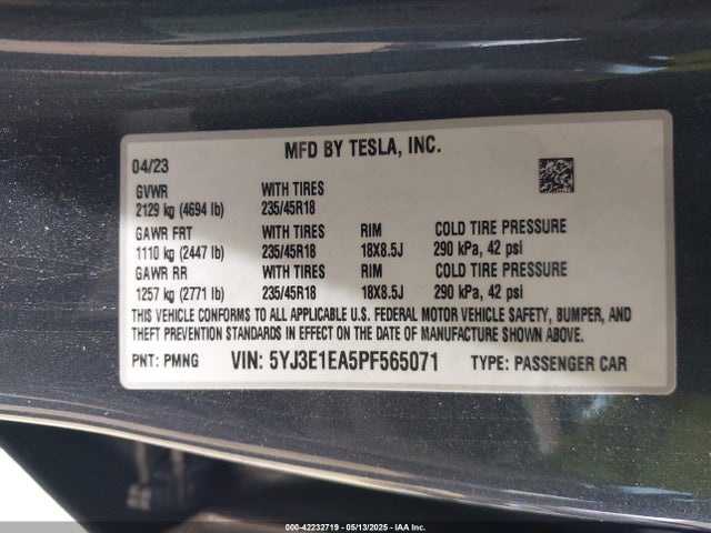 2023 TESLA MODEL 3 5YJ3E1EA5PF565071 Photo 8