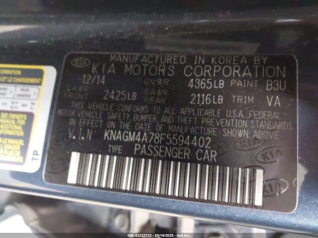 KNAGM4A78F5594402 KIA Optima Lx