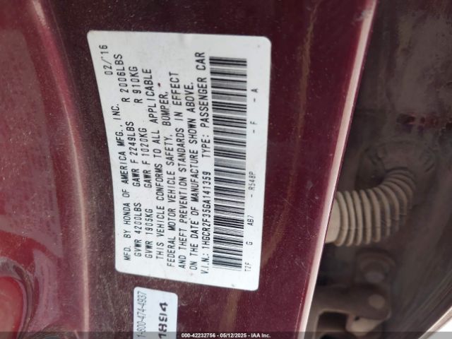 1HGCR2F35GA141359 Honda ACCORD LX