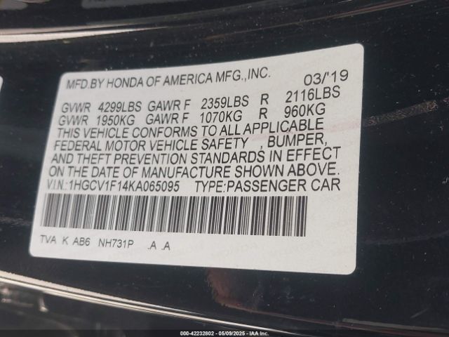1HGCV1F14KA065095 Honda ACCORD LX