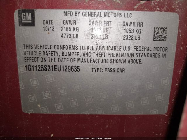 1G1125S31EU129635 Chevrolet Impala 2lt