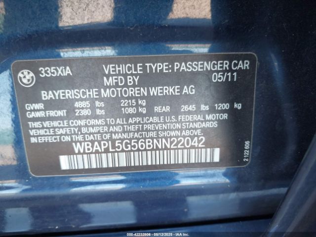 2011 BMW 335I WBAPL5G56BNN22042 Photo 8