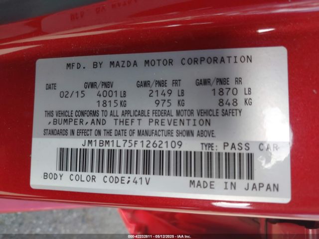 JM1BM1L75F1262109 Mazda Mazda3 I Touring