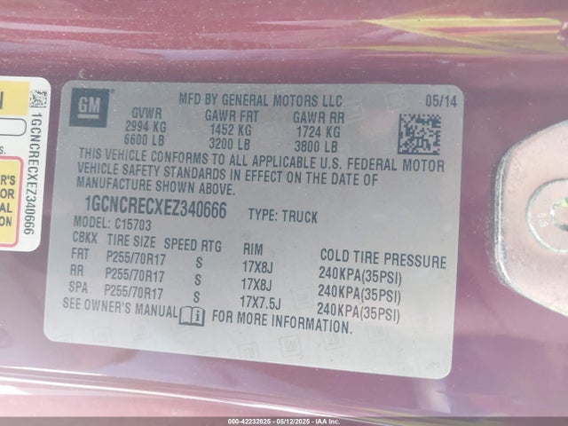 1GCNCRECXEZ340666 Chevrolet l83 - vvt, afm (active fuel management), aluminum