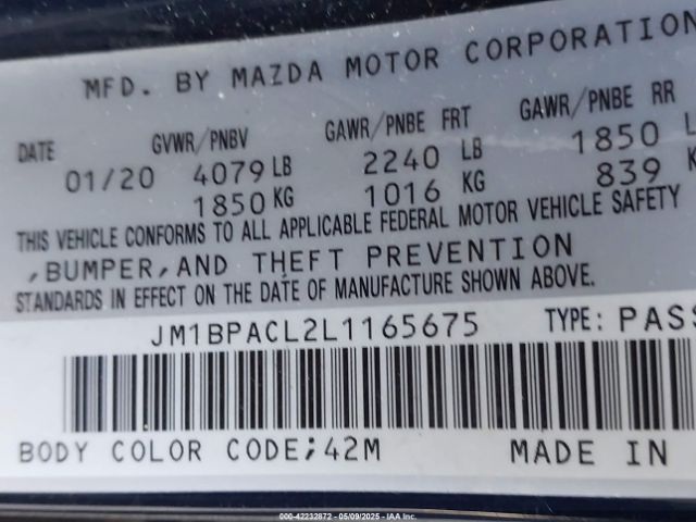 JM1BPACL2L1165675 Mazda Mazda3 Select Package
