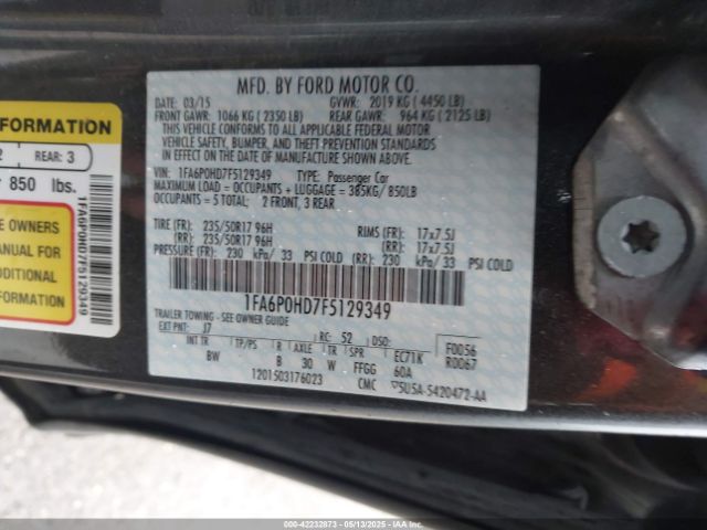 1FA6P0HD7F5129349 Ford FUSION SE