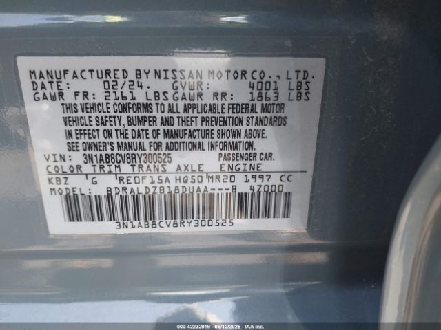 3N1AB8CV8RY300525 Nissan Sentra