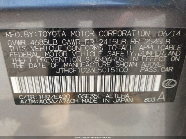 JTHCF1D23E5015100 Lexus IS 250