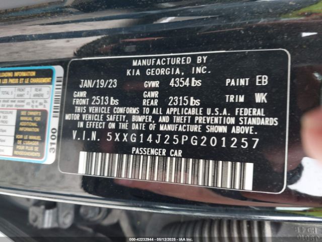 5XXG14J25PG201257 KIA K5 LXS